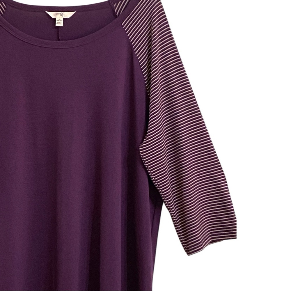 Purple Women's Baseball Jersey Type Tee with Striped Sleeved Sz 1X - Picture 4 of 7